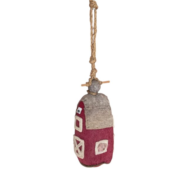 DZI Felted Wool Barn Birdhouse Wild Woolies Farm Decor Red Rustic - Picture 3 of 6